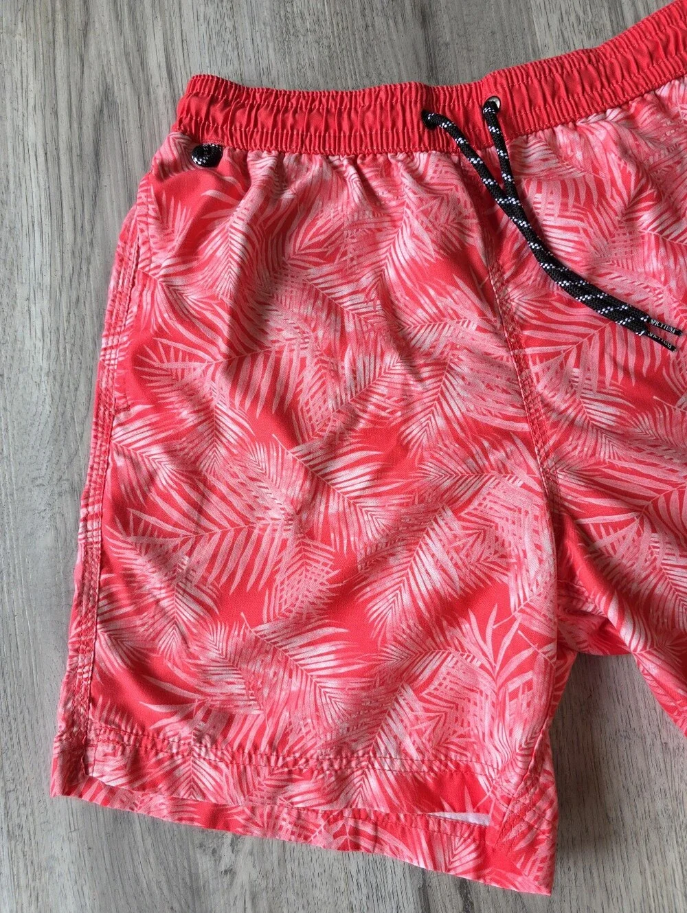 Spicy Tuna Men’s Small Pink Palm Leaf Swim Trunks 6” Inseam Lined Beach Shorts
